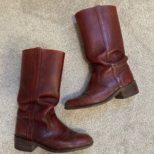 Frye Vintage Leather Cmapus Boots Red